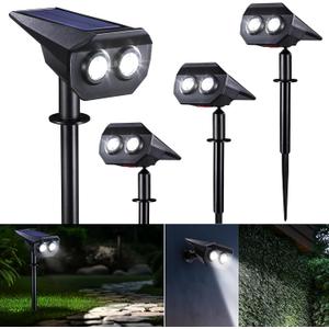 Flacchi Solar Lights Outdoor Waterproof - 2 Lighting Modes Solar Powered Garden Yard Spot Lights for Outside Landscape (Cool White, 4 Pack)