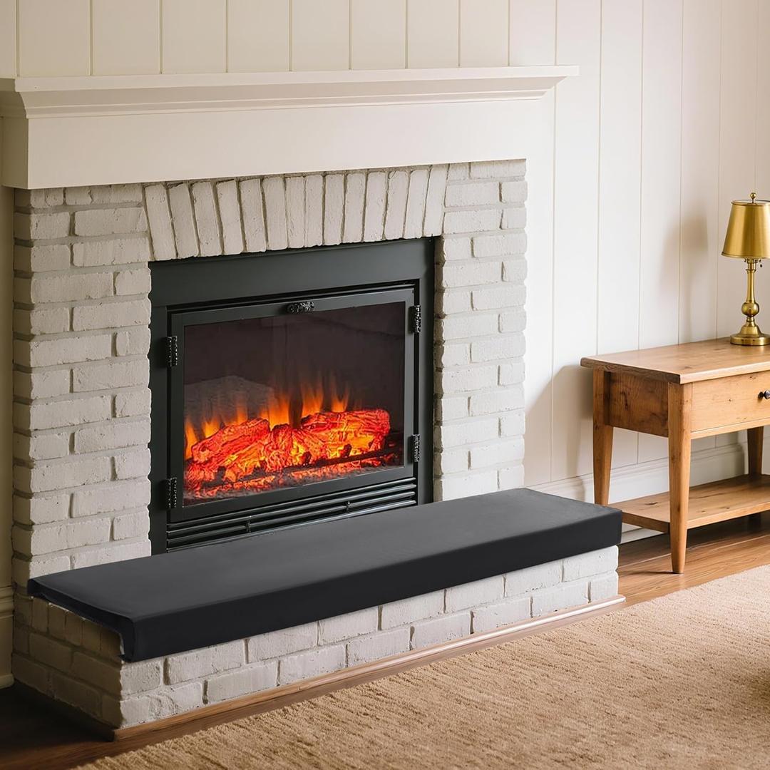 MABOZOO 2-Inch Thick Hearth Cushions for Fireplaces, 18 * 14 Inch Fireplace Baby Proofing Seat Edge Cushion with Removable Fireproof Cover, Sponge Fireplace Mat for Children Proofing