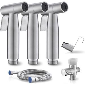 3 Packs BRITULIF Handheld Bidet Sprayer for Toilet, Hand Sprayer Bidet with Adjustable Jet Spray for Toilet Bidet Handheld Cloth Diaper Sprayer Set Muslim Shower for Bathroom