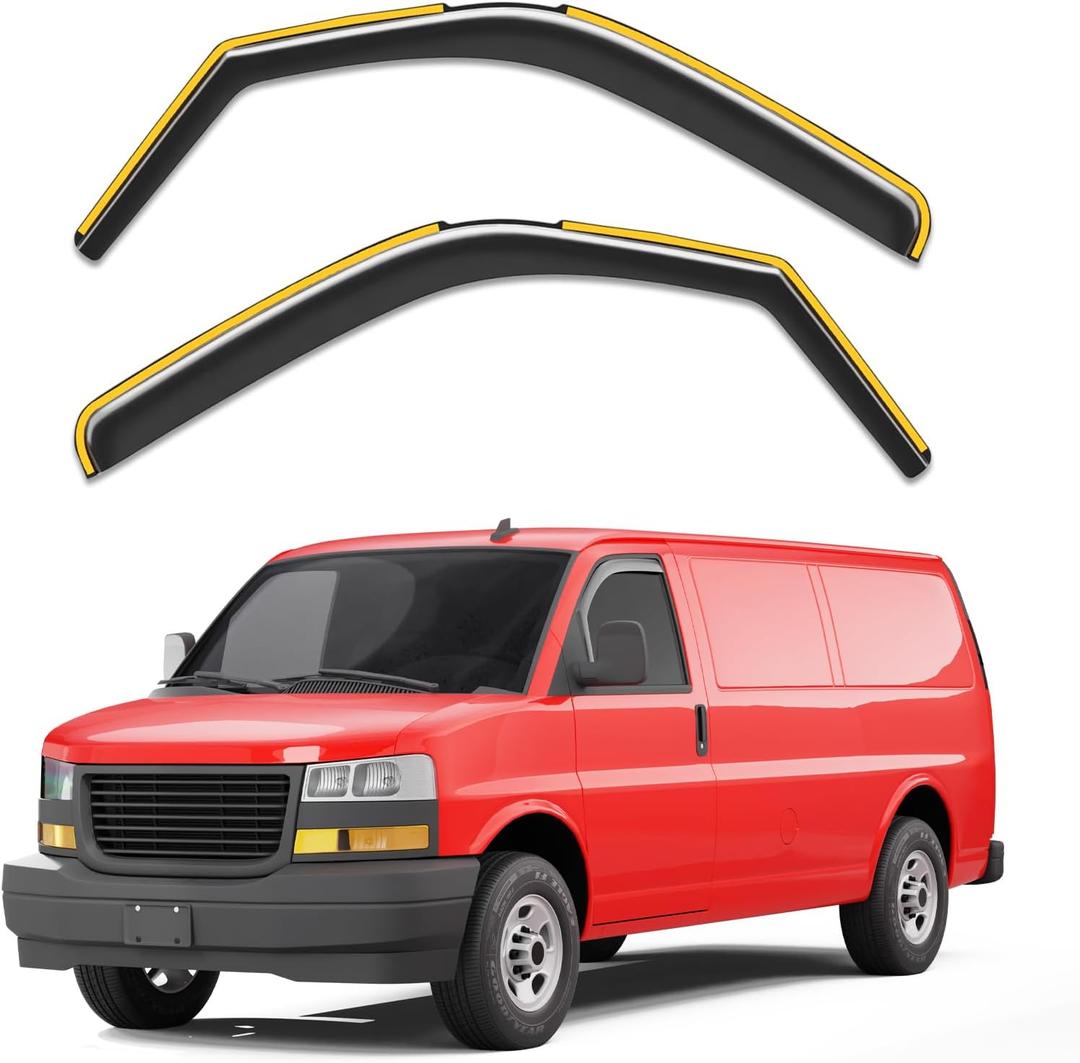 in-Channel Window Rain Guards Fit for 1996-2026 Chevy Express Van & GMC Savana 2500 3500, Extra Durable Window Visors Window Deflectors Vent Shades Car Accessories