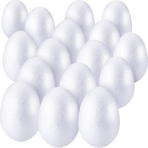 Zonon 15 Pieces Foam Egg White Craft Egg Foam Natural Polystyrene Handmade Ball for Easter DIY Craft Home Decoration(8 x 5.5 cm/ 3.15 x 2.17 Inches)