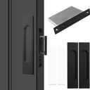 Recessed Finger Flush Pulls with Edge Pull, Sliding Barn Door Handle Hardware, for Cabinet, Pocket, Closet and Barn Door Handle Pulls (Black, 180mm(7.07in))