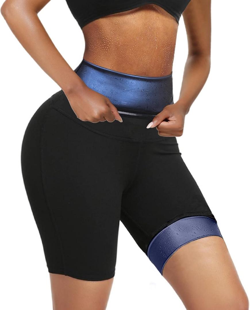 huiming Sauna Sweat Shorts for Women Slimming Compression Workout Thermo Waist Trainer Slimming Leggings Pants Body Shaper, L-XL