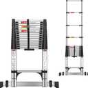 DEZEX 16.5 FT Stainless Steel Telescoping Ladder - One-Button Retraction Collapsible Extension Ladder for Home, RV, Attic, 330 LBS Capacity