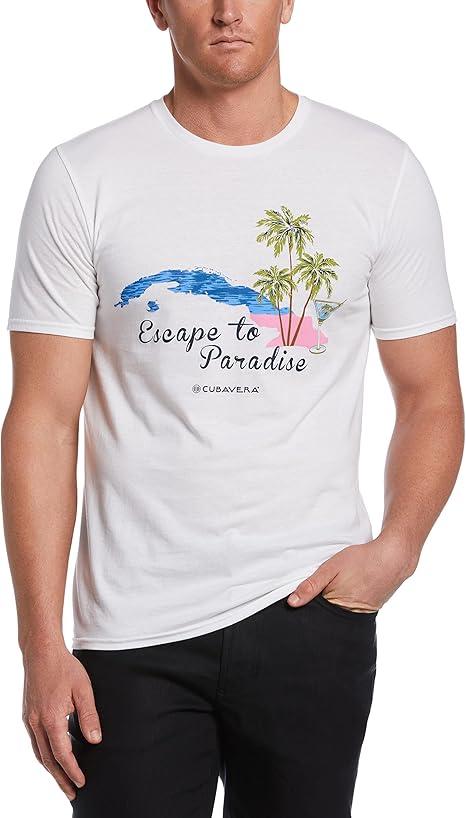 Cubavera Men's Escape to Paradise Print Short Sleeve Tee Shirt, M