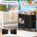 Baby Diaper Caddy Organizer Cart with Wheels, 2 Tier Rolling Cart with Dividers and Drawers, Mobile Utility Cart Bedside for Nursery, Bedroom, Baby Newborn Essentials Storage Cart, Black