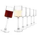 YARYOUNG 10 oz Square Wine Glasses Set of 6, Stemmed Wine Glasses for Red or White Wine, Glasses Drinking Set, Wedding, Anniversary, Housewarming Gifts, Dishwasher Safe