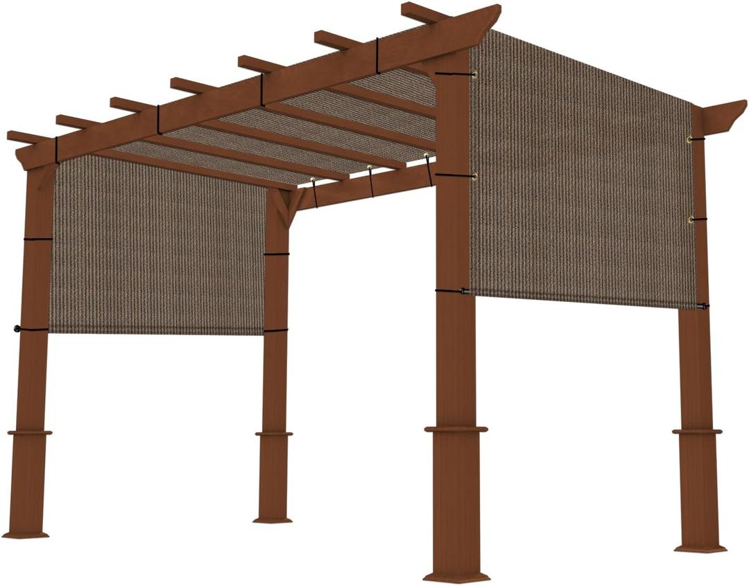 8' x 12' Pergola Shade Cover Replacement Canopy with Grommets Weighted Rods Permeable for Outdoor Patio Porch Backyard Gazebo, Brown