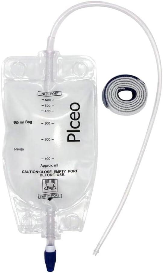 Clear 600mL Urine Drainage Bag 20" Silicone Tube Twist Drain Valve (2) | Nephrostomy Drainage Bag