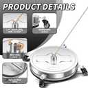 LidoDola 20'' Pressure Washer Surface Cleaner with 4 Wheels - Stainless Steel Surface Cleaner for Pressure Washer Attachment for Concrete, Driveway, Patio, Sidewalk, Deck and Driveways