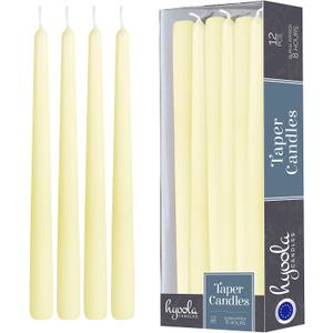Hyoola Tall Taper Candles - 10 Inch Ivory Dripless, Unscented Dinner, Paraffin Wax with Cotton Wicks - 8 Hour Burn Time (Pack of 12)