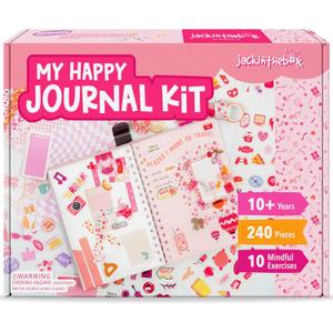 jackinthebox DIY Journal for Girls Ages 812, 242 pcs Scrapbook Kit, Girls Journal Kit, Includes 10 Mental Health Exercises, Valentines Day Gift for 8 9 10 11 12 Year-Old Girls (Pink)