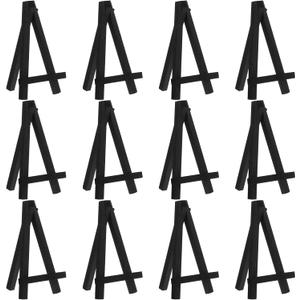 Chuangdi 12 Pieces 5 Inch Black Mini Wood Display Easel, Holder for Small Canvases, Cards, Photos, Notices, Etc