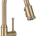 Lava Odoro Curtura Champagne Gold Kitchen Faucet with Pull Down Sprayer, Single Handle Kitchen Sink Faucet with 3-Function Magnetic Sprayer for Sink 1 or 3 Hole, 1.8 GPM, KF421-CB-M