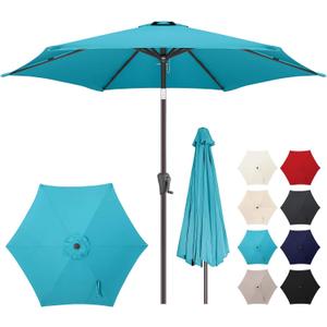 7.5ft Outdoor Patio Umbrella - Table Umbrella Waterprool UV Protection, Sombrillas de Patio with Push Button Tilt, Sun Umbrella for Pool, Porch, Garden, Deck, Backyard (Aqua Blue)