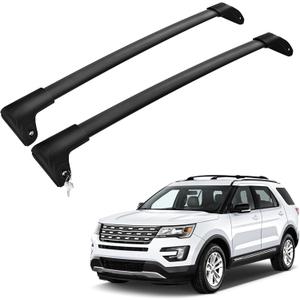 FLYCLE 300lbs Lcokable Roof Rack Crossbars Fit for 2016-2019 Explorer, Aluminum Heavy Duty Cross Bars Rooftop Luggage Kayaks Bicycles Snowboard Canoe Carrier Cargo Bag