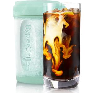 HyperChiller HC2M Patented Iced Coffee/Beverage Cooler, NEW, IMPROVED,STRONGER AND MORE DURABLE! Ready in One Minute, Reusable for Iced Tea, Wine, Spirits, Alcohol, Juice, 12.5 Oz, Mint Blue