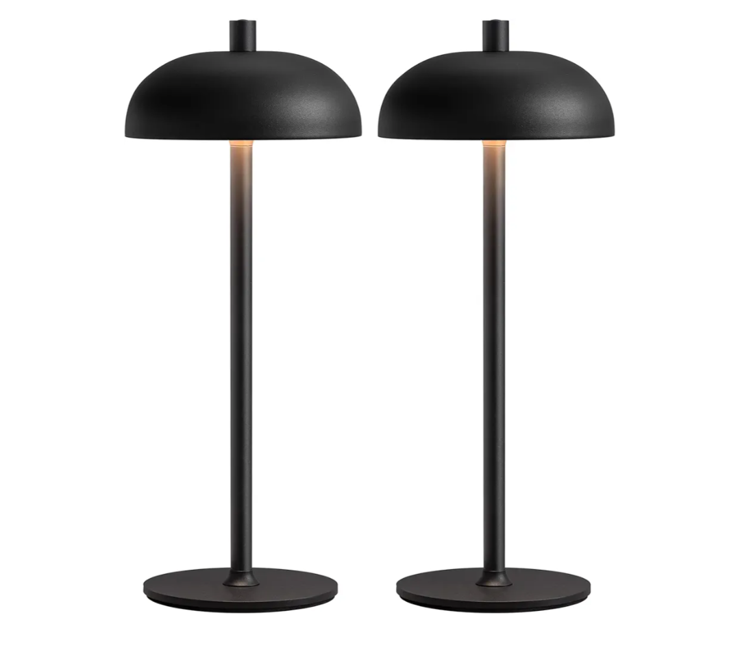 Cordless LED 12" Small Table Lamps Set of 2, Modern Portable Desk Lamp, 3 Color Dimming Rechargeable Battery Lights for Bedroom, Outdoor, Restaurant, Bedside, Baby Night Light, Gifts (Black)