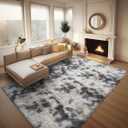Ophanie Tie-Dyed Grey&White 8x10 Area Rugs for Living Room, Large Shag Bedroom Carpet, Big Indoor Thick Soft Nursery Rug, Fluffy Carpets for Boy and Girls Room Dorm Home Decor Aesthetic (8' x 10', 4- Tie-dyed Grey & White)