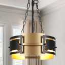 Black and Gold Ceiling Light, Industrial Modern Chandelier 3-Lights Fixture,Height Adjustable Hanging Pendant Island Lighting for Living Room,Foyer,Hall,Kitchen,Entryway (Small E26 Bulb,Not Standard)
