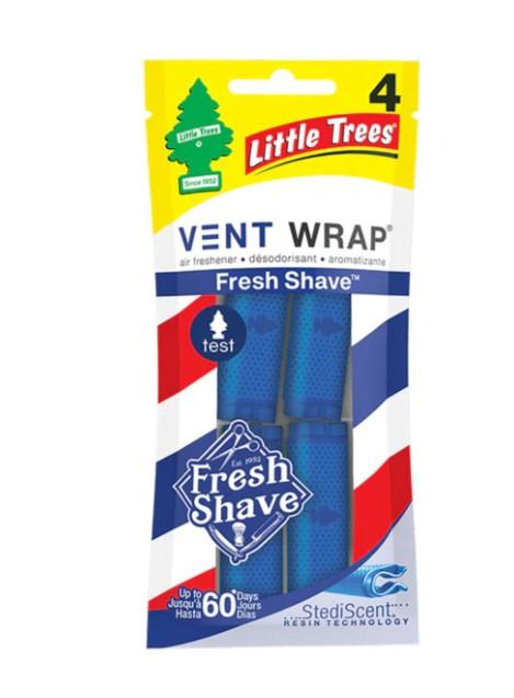 LITTLE TREES Car Air Freshener. Vent Wrap Provides Long-Lasting Scent, Fresh Shave Pack Of 4