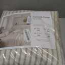 Duvet Cover King Striped Beige, 100% Washed Microfiber Jacquard 3 Pieces Beige King Striped Bedding Sets, with Zipper Closure & Corner Ties, Lightweight Soft Comfort Breathable (No Comforter) (King(90"x104"))