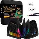 H & B 120 Colored Pencils Kit,Oil Based Soft Core, Professional Color Drawing Set with Case Sharpener,Sketching Layering Blending,Art Set & Supplies for Adults Kids Teens Beginner Coloring,Artist's (122 Piece Set)