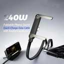 240W Invisible Stand Fast Charging Cable, 240W USB C to USB C Flat Cable 90 Degree Angled, Sideways Phone Type C Charger Cord (4.9FT) Compatible with iPhone 17 Series