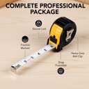 Mr. Pen- Retractable Tape Measure 25 ft, Yellow, Easy Read, Steel Retractable Measuring Tape with Fractions, Ideal for Construction & DIY Projects