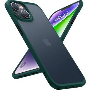 TORRAS Shockproof for iPhone 15 Plus Case & iPhone 14 Plus Case [Military Grade Drop Tested] Shockproof Protective Black Hard Back Slim Case for iPhone 15 Plus 6.7'', Forest Green-Guardian Series