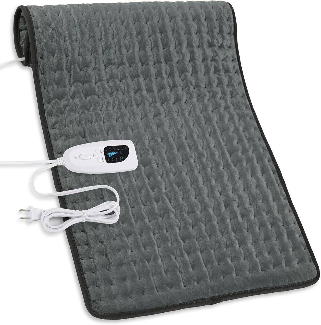 Deepsoon Heating Pad,Electric Heating Pads for Back,Neck,Moist Heating Pad for Abdomen Shoulder Knee Legs,Dry/Moist Heat&Auto Shut Off,Mother's Day Birthday for Men and Women, Dark Gray,33x17 Inch