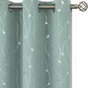 BGment Room Darkening Curtains 84 Inches Long, Grommet Thermal Insulated Blackout Curtains with Wave Line and Dots Printed for Bedroom, 2 Panels, Each 42 x 84 Inch, Frosty Green