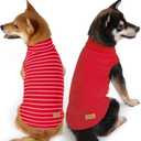 KYEESE 2Pack Dog Sweater Warm Lightweight Dogs Clothes Stretchy Dog Outfit for Small Dogs Boy Girl Soft Pets Fleece Sweater Turtleneck Pet Coat Comfy Sleeveless Doggie Sweatshirt Red, (X-Large (19-27lbs), 9# Red+Red Stripe)