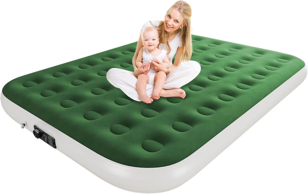 Queen Air Mattress with Built in Pump, Inflatable Mattress for Home, Blow up Air Bed 2 Min Quick Inflation and Deflation, Thin Velvet Top, 10'' Queen Size Green Queen Air Mattress with Built in Pump, Inflatable Mattress for Home, Blow up Air Bed 2 Min Quick Inflation and Deflation, Thin Velvet Top, 10'' Queen Size Green
