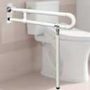 29.5 Inch Toilet Grab Bars - CALEPTONG Foldable Toilet Safety Rails for Seniors, Flip-Up Handicap Grab Bars with Anti-Slip Texture Grip for Elderly, Pregnant, Disable, Injury