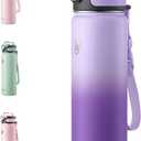 Enerbone Insulated Water Bottle, 24 oz Stainless Steel Water Bottles with Carrying Strap, Double-Wall Vacuum Insulation Thermos, Leakproof Sports Bottle with Straw, Keep Drinks Hot or Cold for Hours (Lavender)
