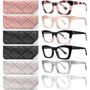CCVOO Stylish Reading Glasses for Women, Eyeglasses, Blue Light Readers for Women, Computer Eye Glasses, Cheaters, 2.0, 6 Pack