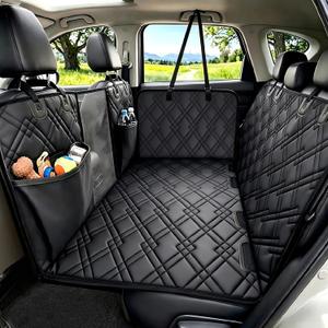 Dog Car Seat Cover for Back Seat, Hard Bottom Back Seat Extender for Dogs, Upgraded Waterproof Dog Hammock Holds 400lbs for Car and SUV (Black)