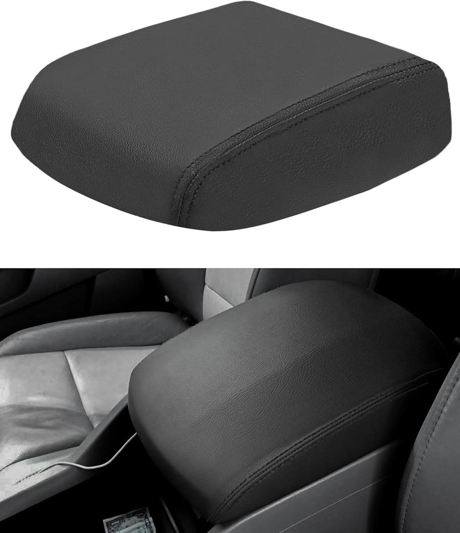 Center Console Cover Compatible with 2009-2015 Pilot Armrest Cover Replacement Console Lid Leather Cover, Black