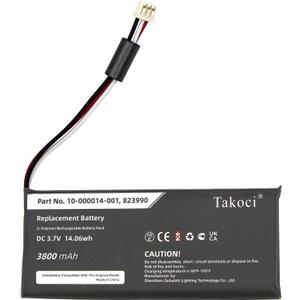 Replacement Battery for 2GIG GC3 Panel, SP1-GC3, GC3e Panel, fit Part No 823990 10-000014-001