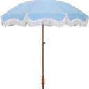 HERA'S PALACE 7ft Heavy Duty Beach Umbrella with Sand Anchor, Fringe Umbrella for Sand, UV 50+, Patio Umbrella with Tilt Pole for Garden Pool Backyard
