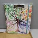 Clipboard Folio with Notepad for Letter Size (11" x 8.5"), 5 Extra Folders with Storage 10 Pockets, 39 File Folder Labels, Elastic Closure Spiral Clipboard with Storage(Tree Seasons)