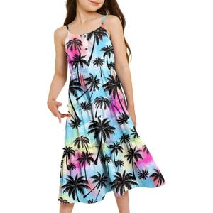 Girls Dress Hawaiian Spaghetti Straps Sundress Size 6-7 (M)