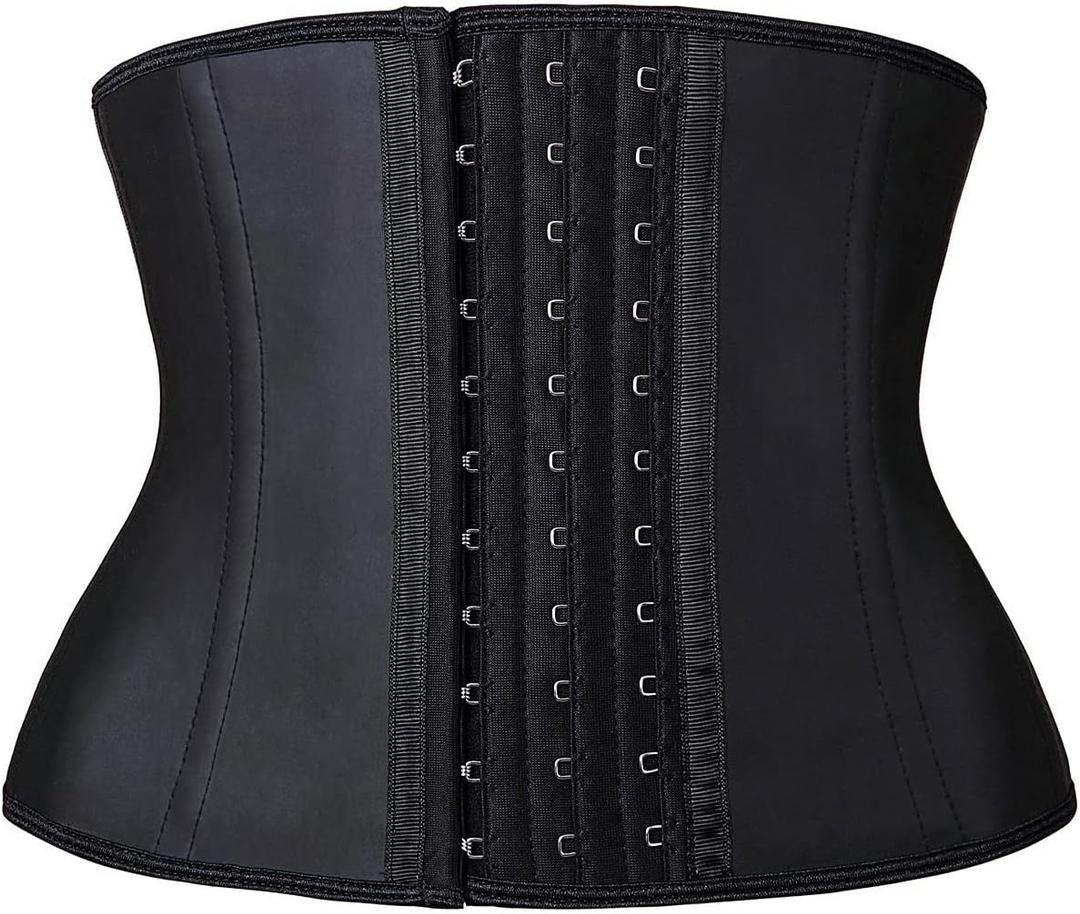 YIANNA Women's Underbust Latex Sport Girdle Waist Trainer Corsets Hourglass Body Shaper (Black , XS (Short Torso Height: 10.2"))