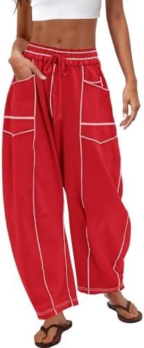 Nirovien Womens Barrel Sweatpants High Waisted Wide Leg Pants Drawstring Athletic Baggy Pants Lounge Sweats XL