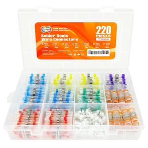 Heat Shrink Solder Seal Wire Connectors Kit Industrial Grade Anticorrosive Waterproof Wear Resisting Car Motorcycle Ship Computer Electrical Butt Connectors Cable (220PCS 7Size(Repair Kit))