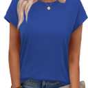 Alaroo Women's Summer Tops Short Sleeve Shirts Crew Neck Cute Trendy Tunic Blouses (S-3XL) (Plain Royal Blue)