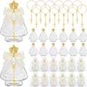 Chuangdi 48 Pcs 24 Sets Holy Water Bottles Baptism Favors for Guest Holy Water Container with Cross Rosary Organza Bag Bow 50ml Glass Empty Container for Communion Christian Wedding (Fresh,White)