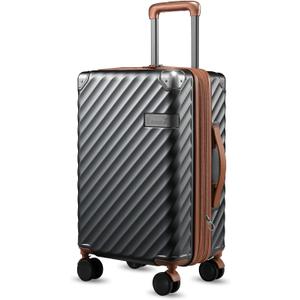 LUGGEX Luggage with Spinner Wheels, Polycarbonate Expandable Hard Shell Suitcase, Carry On 20 Inch, Brown Black LUGGEX Luggage with Spinner Wheels, Polycarbonate Expandable Hard Shell Suitcase, Carry On 20 Inch, Brown Black