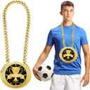 Tondiamo Sports MVP Turnover Chain Medal 6" Big Gold Champ Award Necklace Chain Baseball Basketball Football Soccer Softball Volleyball Sports Competitions Prize Gifts and Party Favors